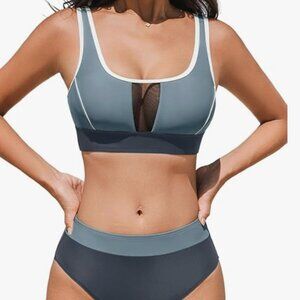 Cupshe‎ Sporty Colorblock High Waisted Bikini Swimsuit